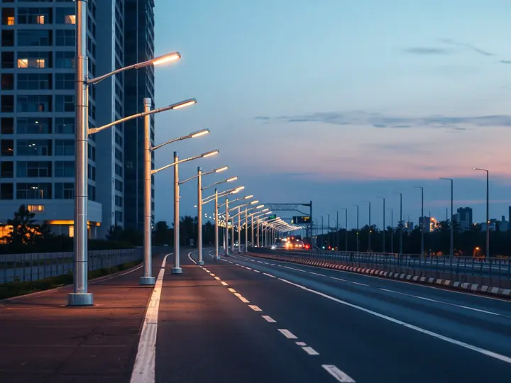 宝吉灯杆在道路照明工程中的安装场景