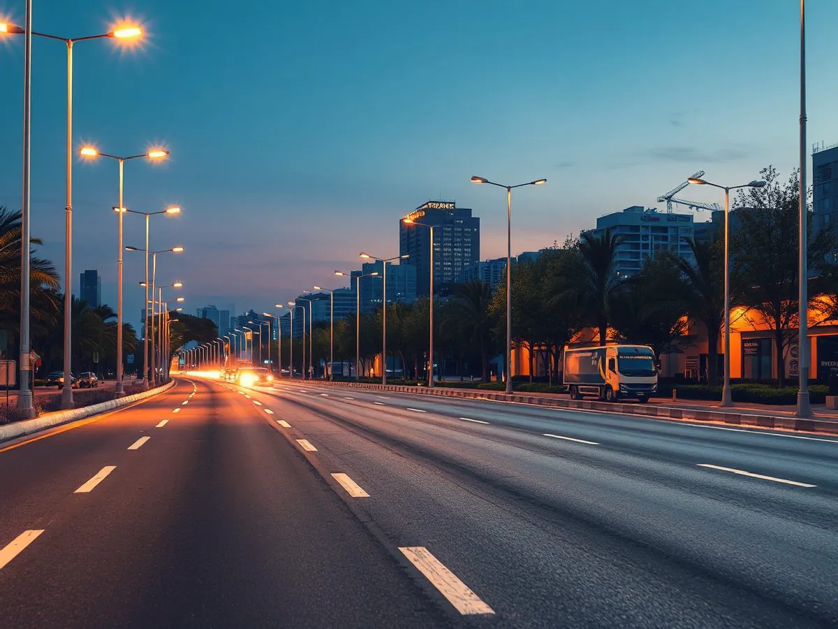 城市道路照明工程示例,LED路灯提供均匀明亮照明