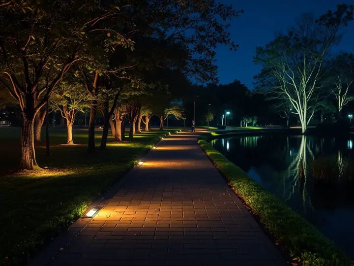 公园步道与绿化景观照明实景